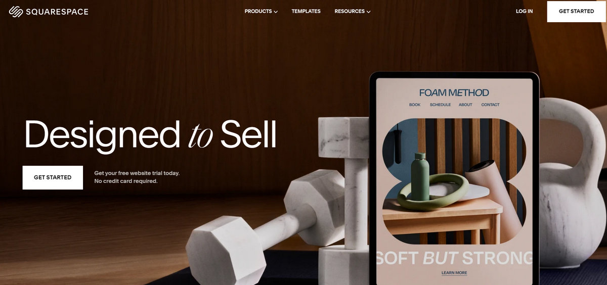 Squarespace website homepage